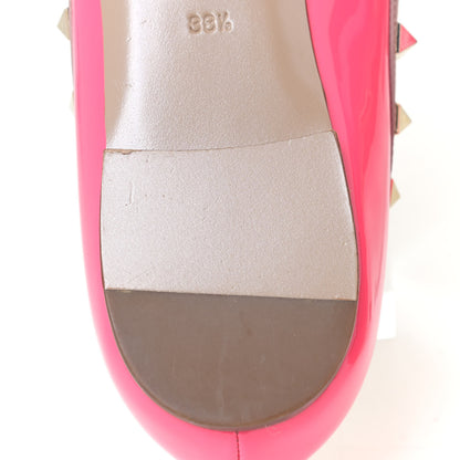 Valentino Garavani Patent Nappa Rockstud Ballerina Flats 38.5 Fuxia Fluo Poudre 11 of 13