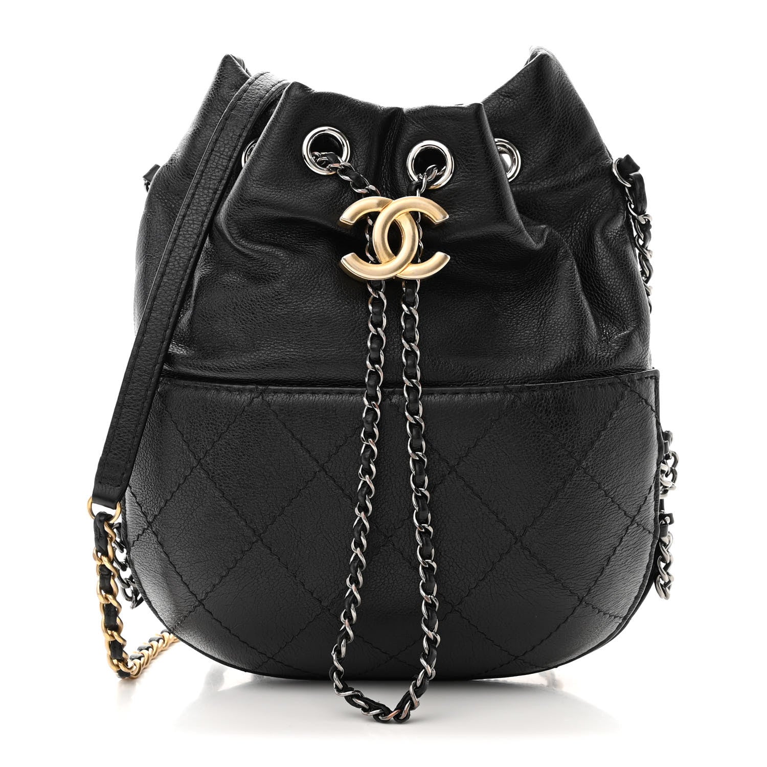 Chanel Calfskin Quilted Small Gabrielle Bucket Black 1 of 11
