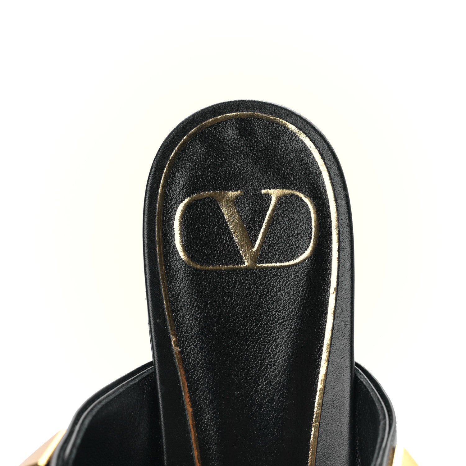 Valentino Garavani Calfskin Roman Stud Ankle Strap Flat Mules 37.5 Black 7 of 8