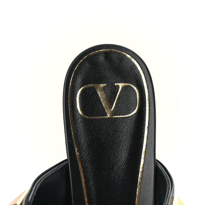 Valentino Garavani Calfskin Roman Stud Ankle Strap Flat Mules 37.5 Black 7 of 8
