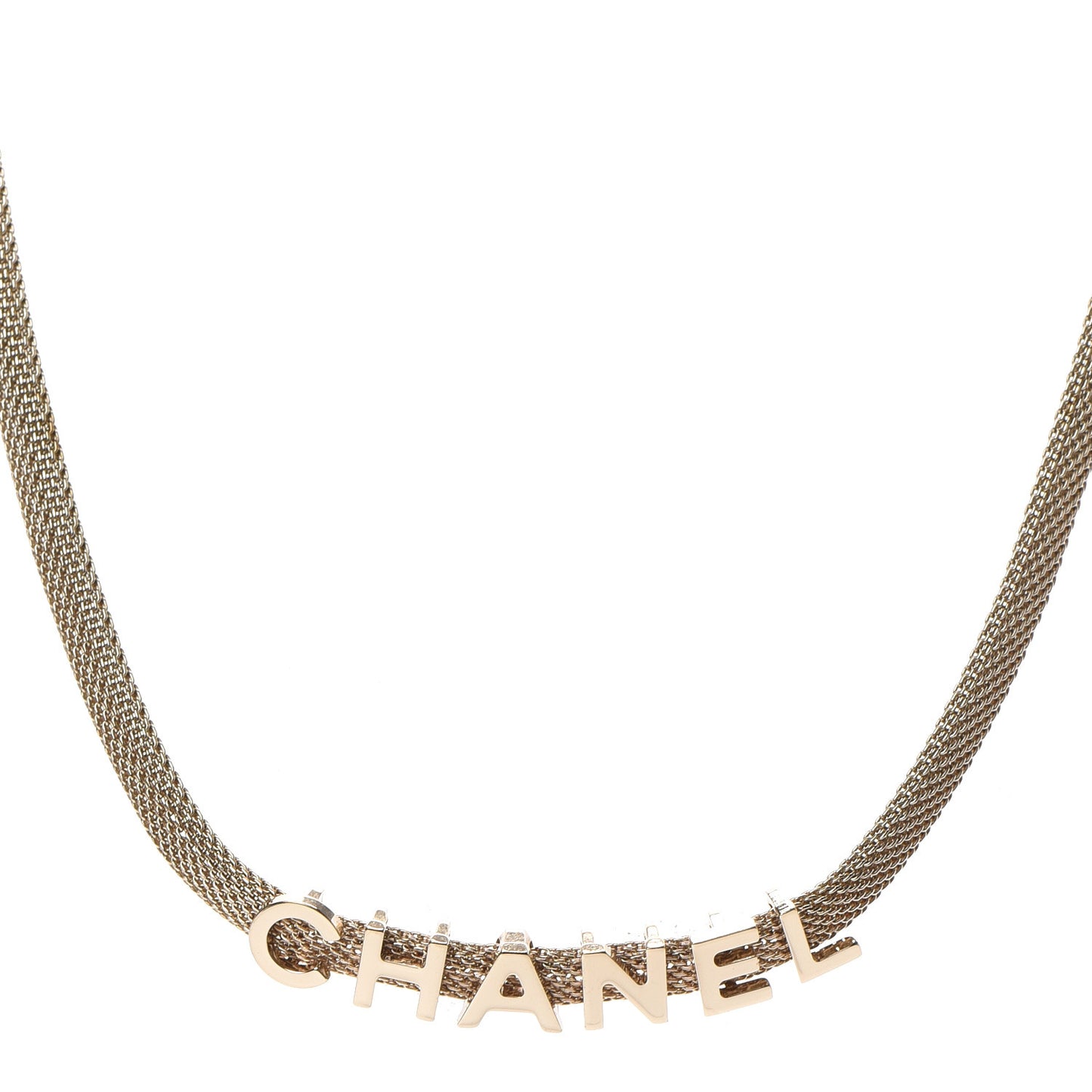 Mesh Logo Choker Necklace Gold