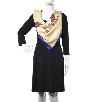 Gucci Silk Logo Square Scarf Ivory Blue 2 of 6