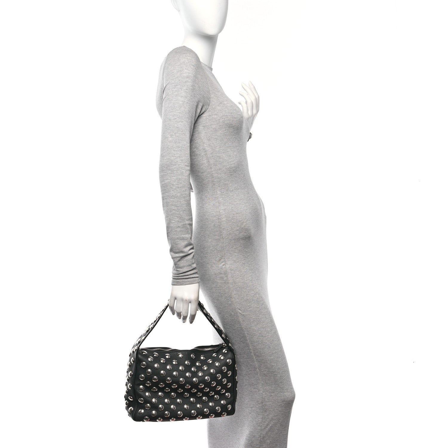 Khaite Pebbled Sport Calfskin Studded Elena Black 2 of 11
