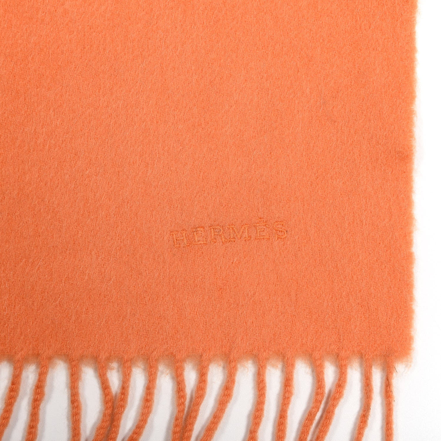 Hermes Cashmere Fringe Scarf Orange 4 of 4