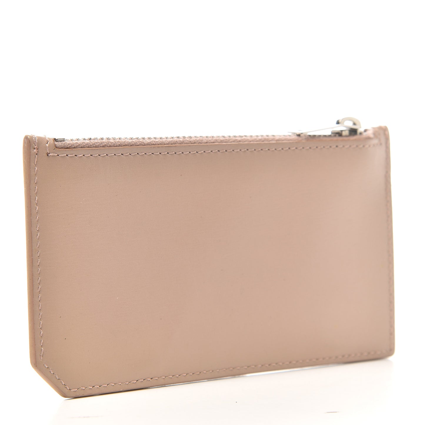 Grained Calfskin 5 Fragments Zip Pouch Card Holder Nude Powder