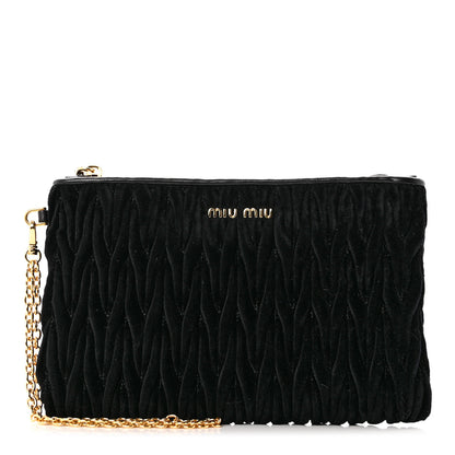 Miu Miu Velvet Matelasse Wristlet Black 1 of 7