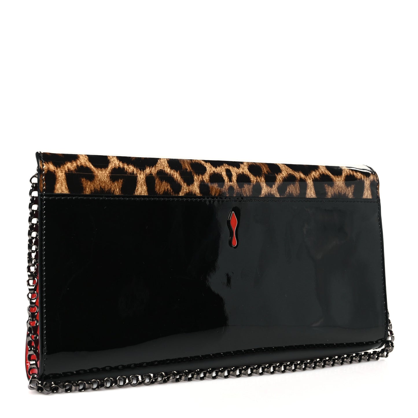 Patent Leopard Vero Dodat Clutch Black