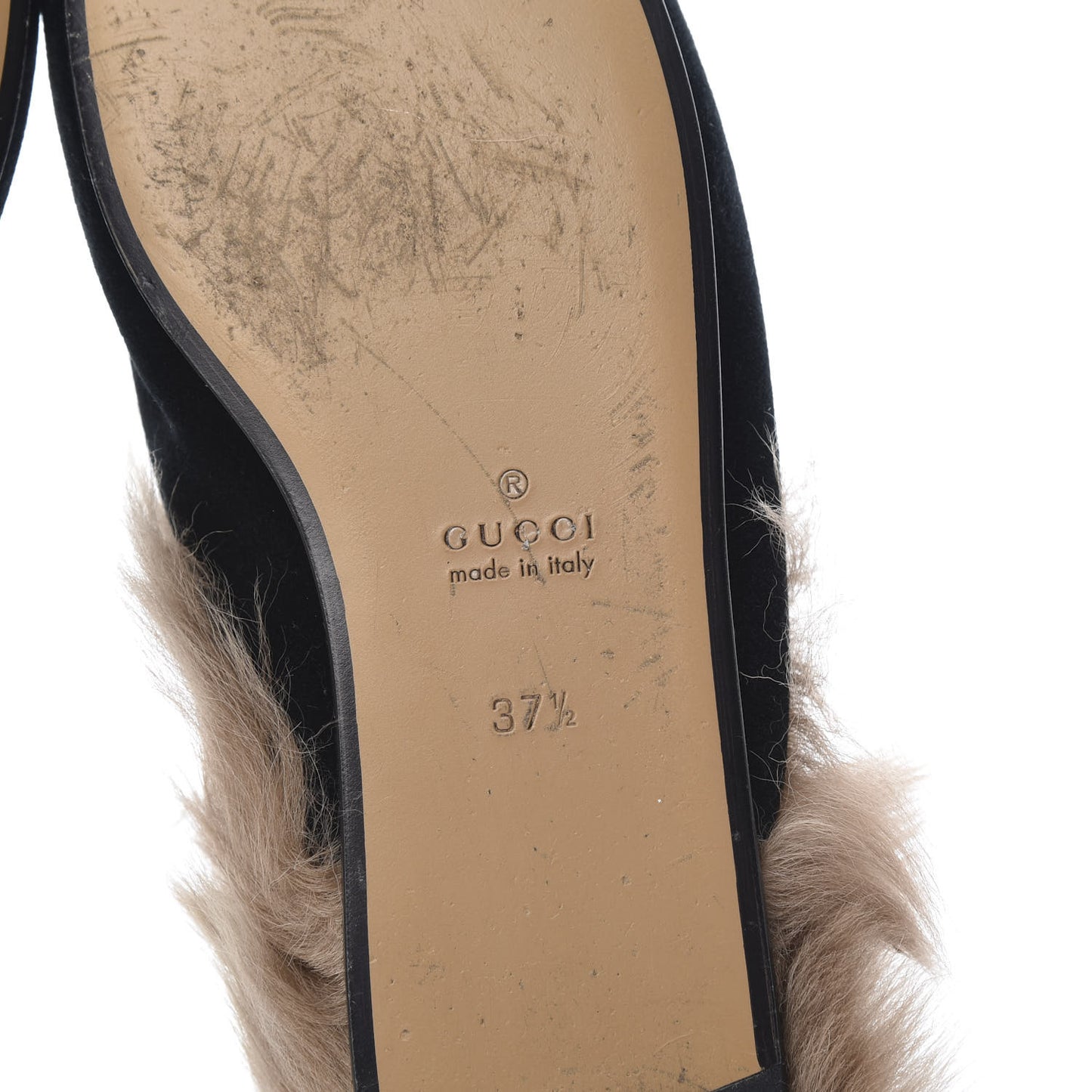 Velvet Fur Womens Princetown Slippers 37.5 Black