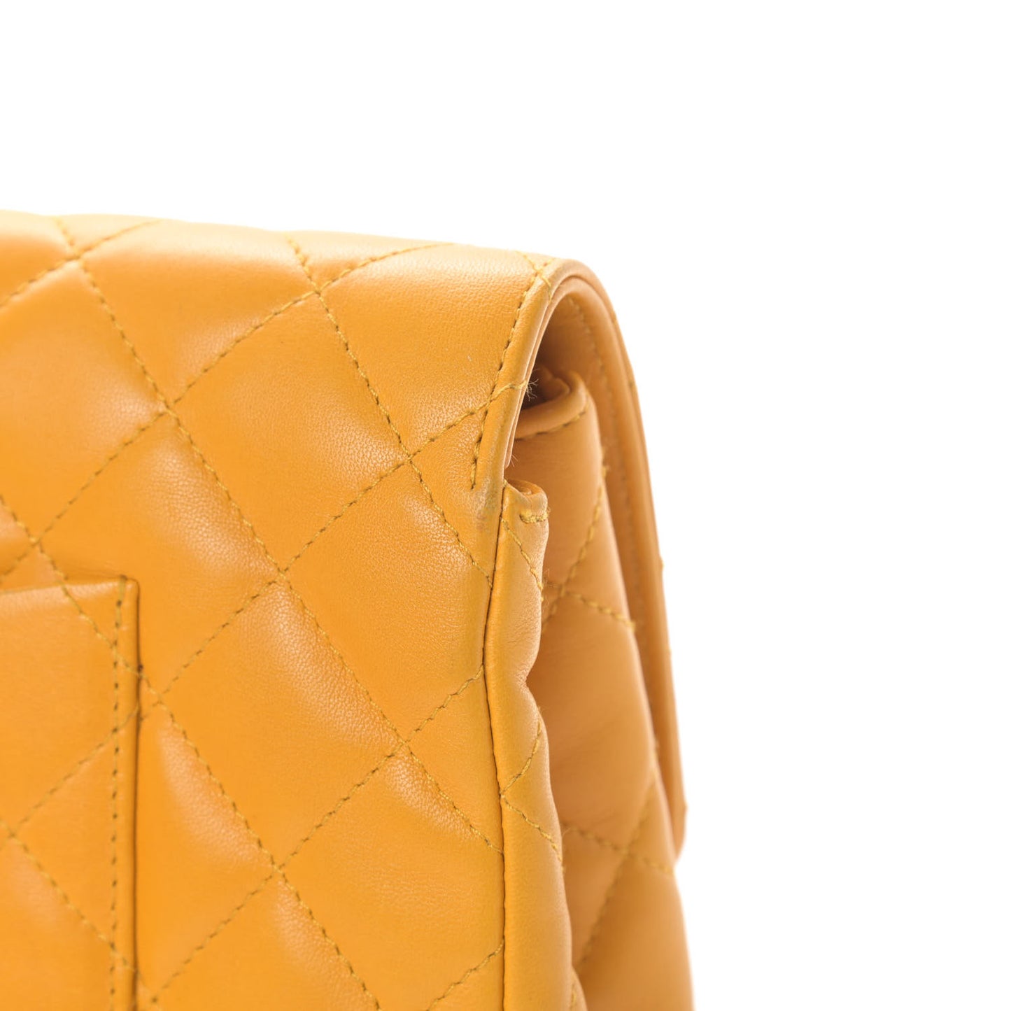 Lambskin Quilted Flap Clutch Yellow