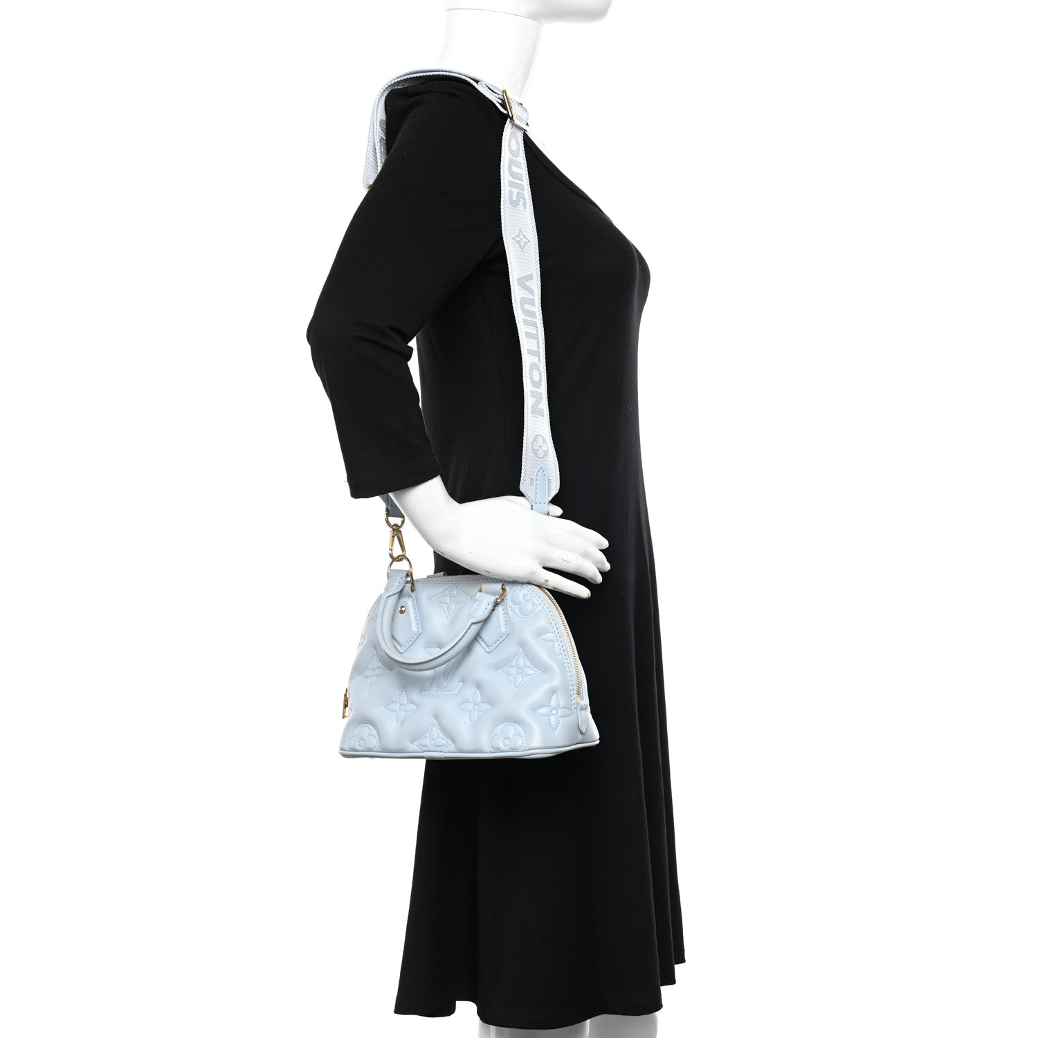 Louis Vuitton Calfskin Bubblegram Alma BB Ice Blue 2 of 11
