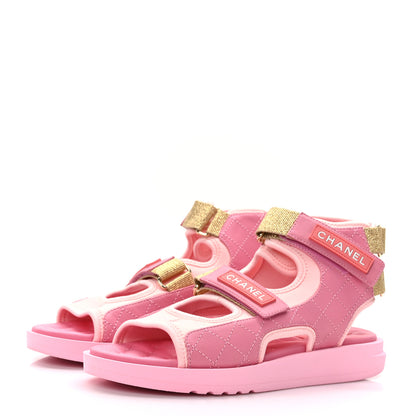 Chanel Goatskin Fabric Gladiator Sandals 37.5 Pink 3 of 8