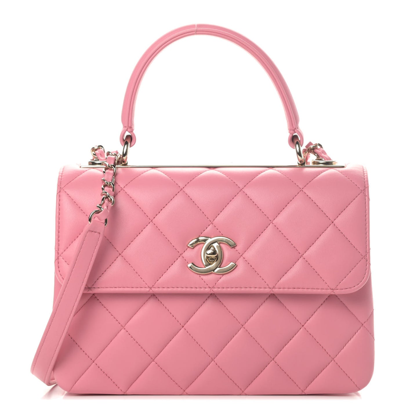 Lambskin Quilted Small Trendy CC Flap Dual Handle Bag Light Pink