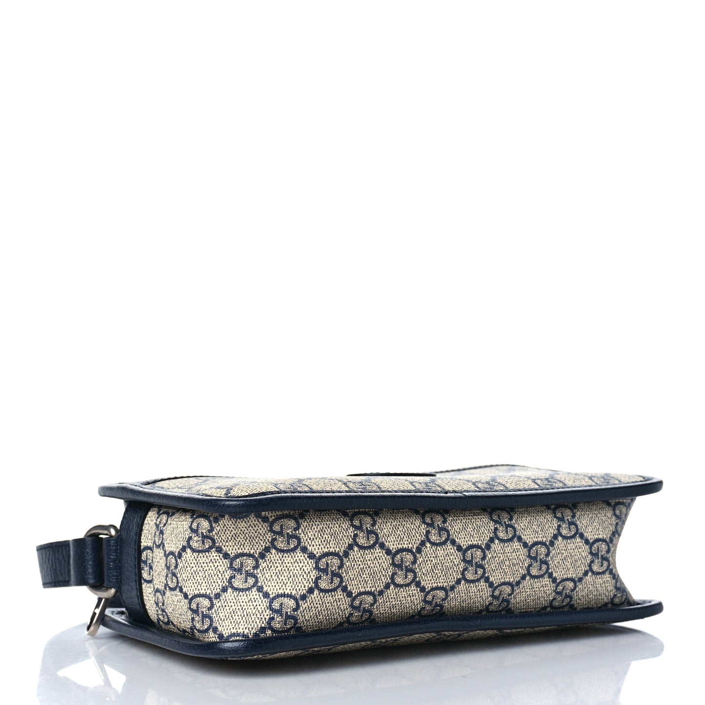 GG Supreme Monogram Textured Dollar Calfskin Mini Retro Interlocking G Shoulder Bag Beige Blue