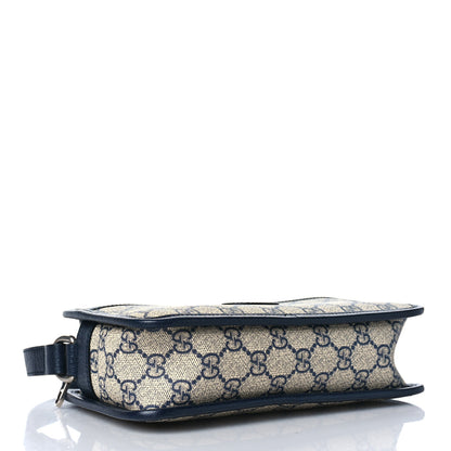 Gucci GG Supreme Monogram Textured Dollar Calfskin Mini Retro Interlocking G Shoulder Bag Beige Blue 3 of 7