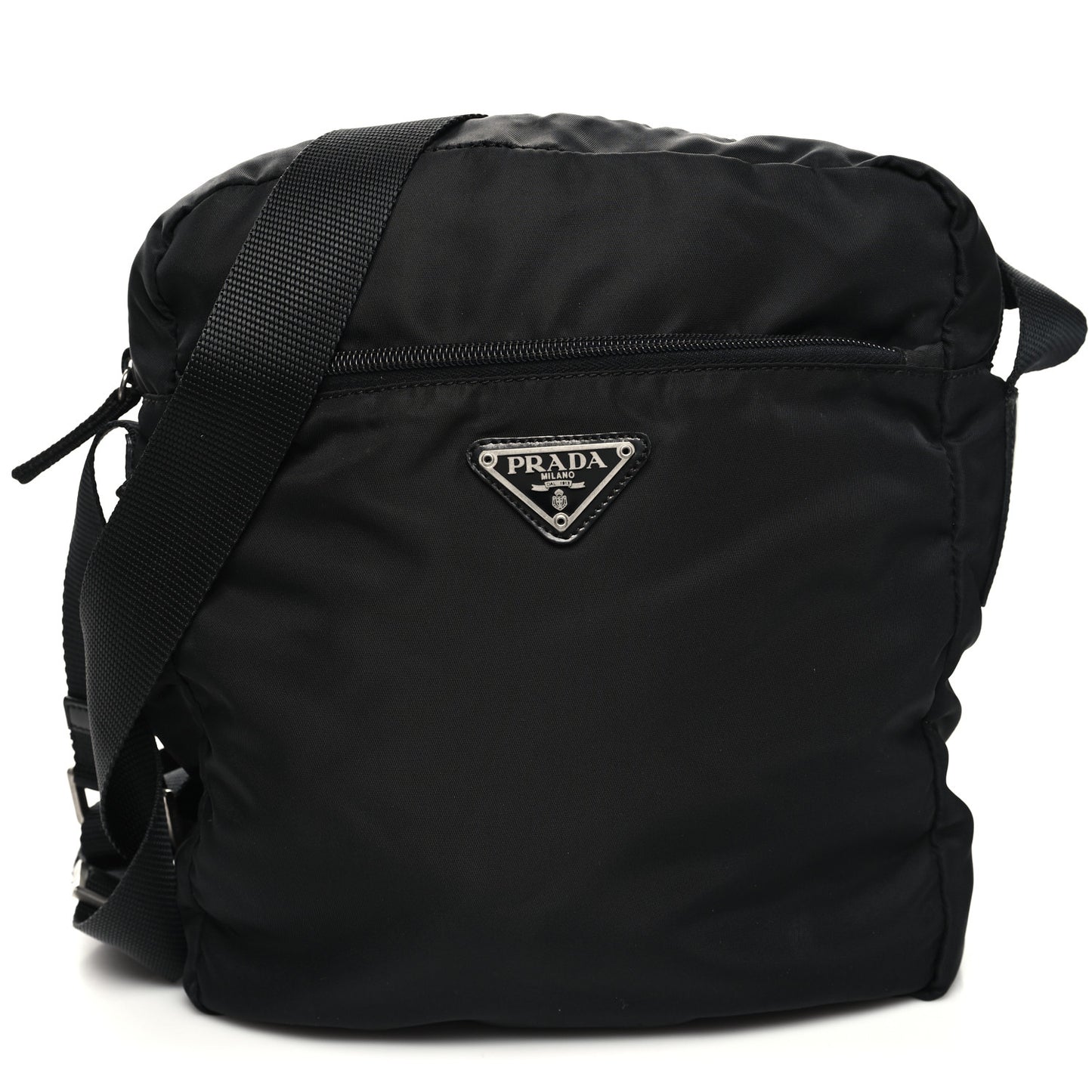 Nylon Flat Messenger Bag Black