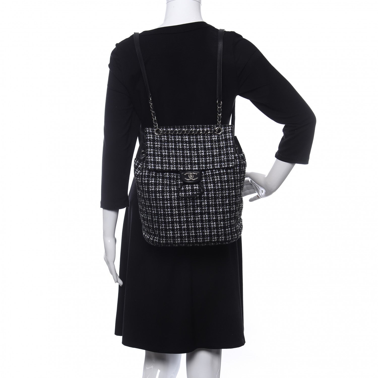 Chanel Tweed Large Urban Spirit Backpack Black White 2 of 10