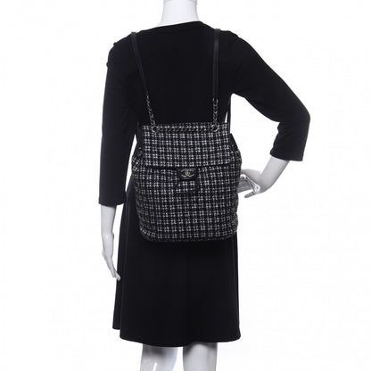 Chanel Tweed Large Urban Spirit Backpack Black White 2 of 10