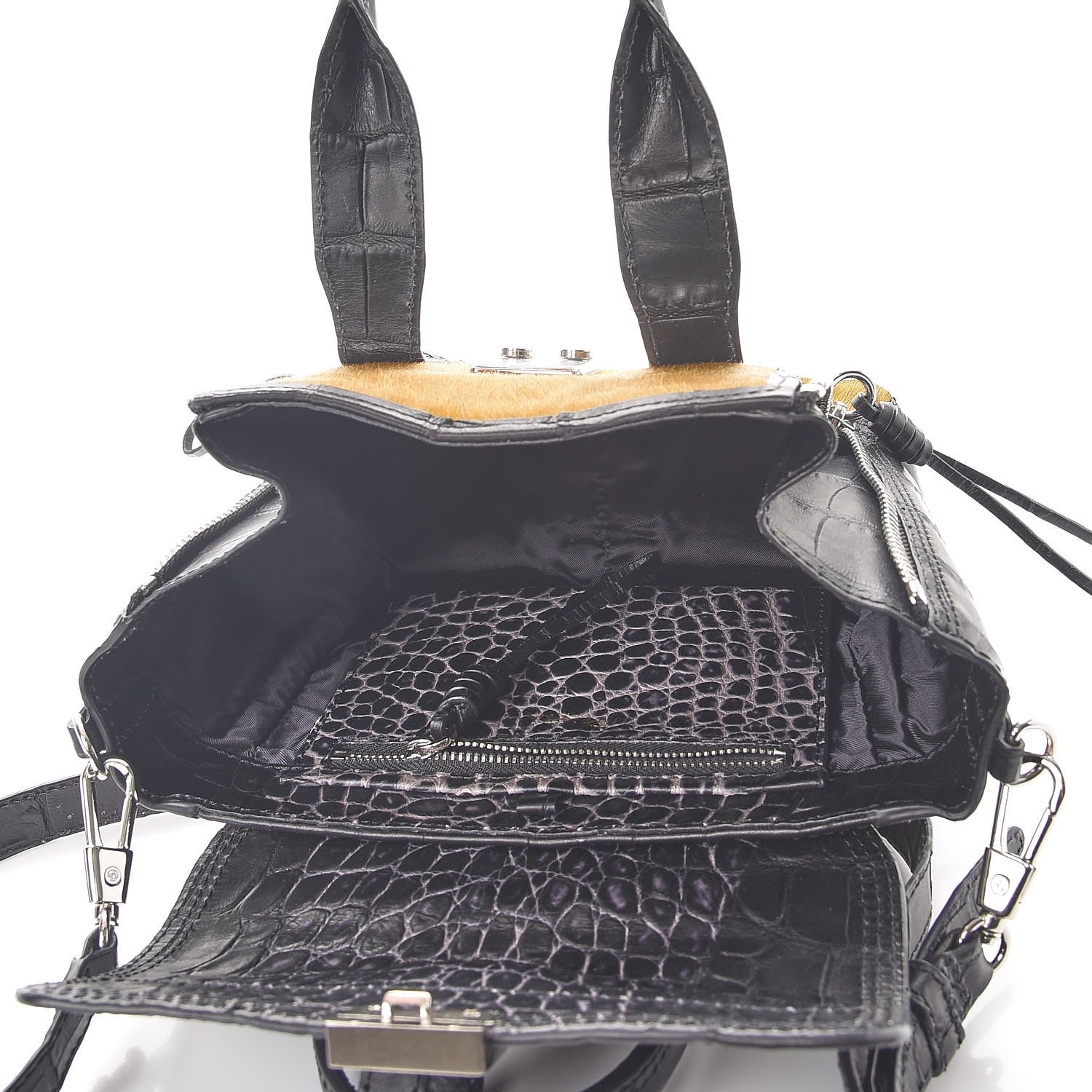 3.1 Phillip Lim 3.1 Calf Hair Calfskin Crocodile Embossed Mini Pashli Satchel Antique Grey Olive 8 of 10