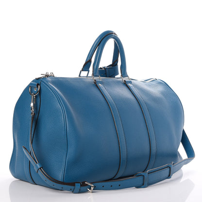 Louis Vuitton Taurillon Keepall Bandouliere 45 Bleu Canard 4 of 14