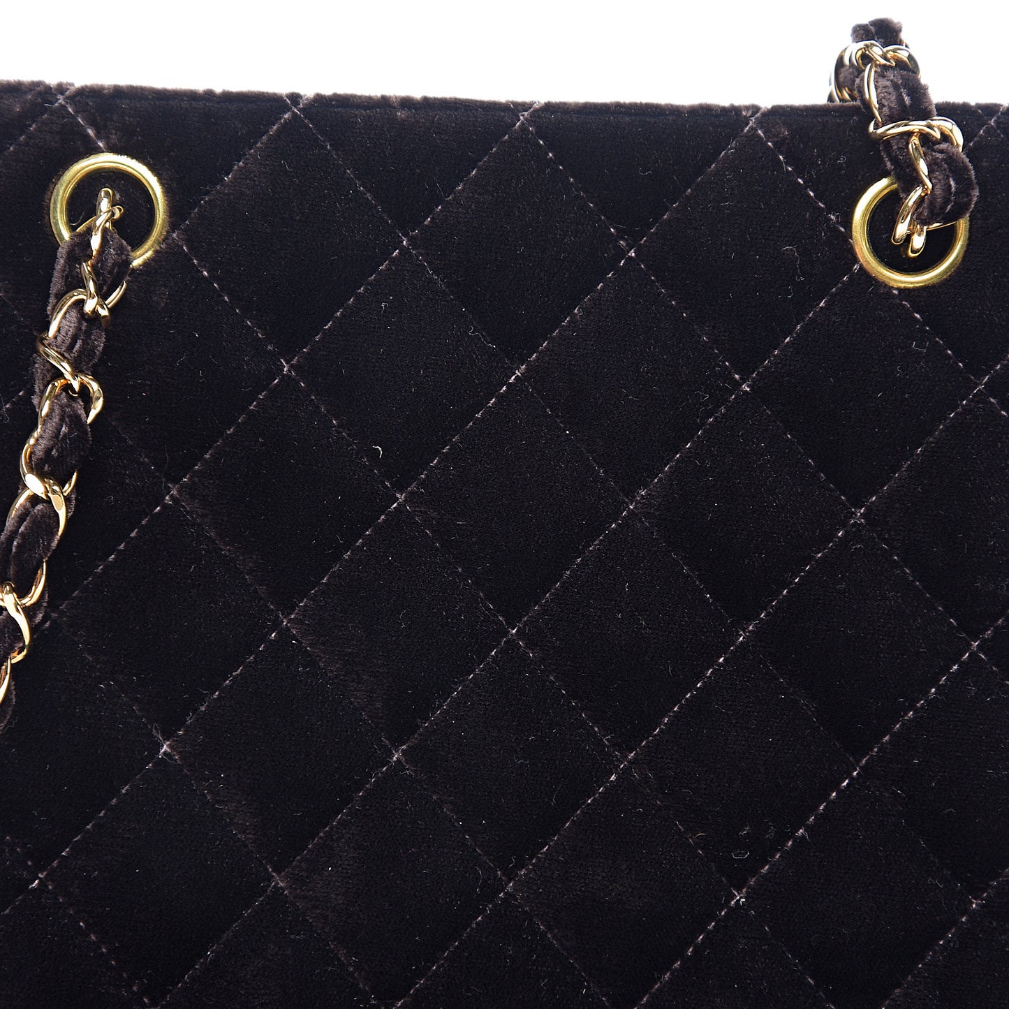 Velvet Quilted Shoulder Bag Brown