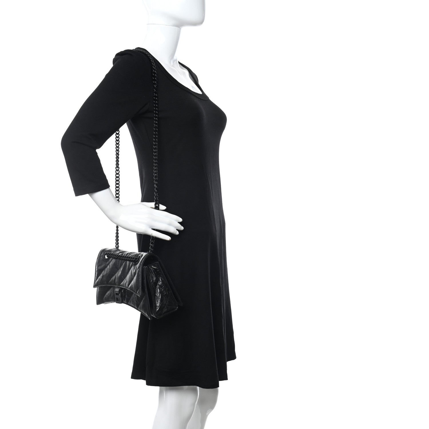 Balenciaga Crushed Calfskin Quilted Matte Black Hardware Small Crush Chain Bag Black 2 of 9