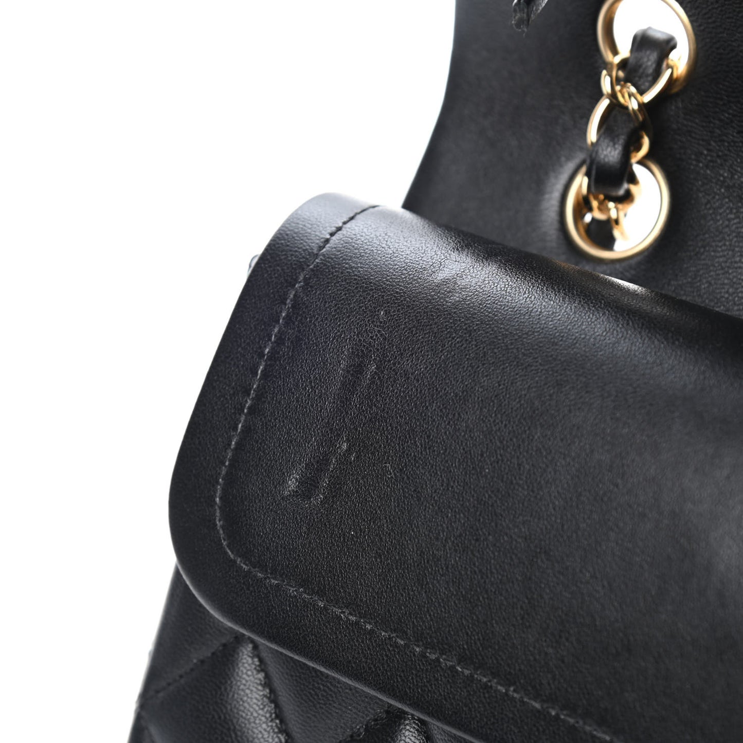 Lambskin Quilted Medium Double Flap Black