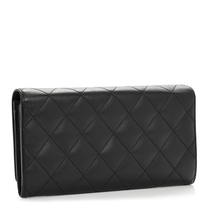 Chanel Calfskin Quilted Cambon Long Double Wallet Black 3 of 12