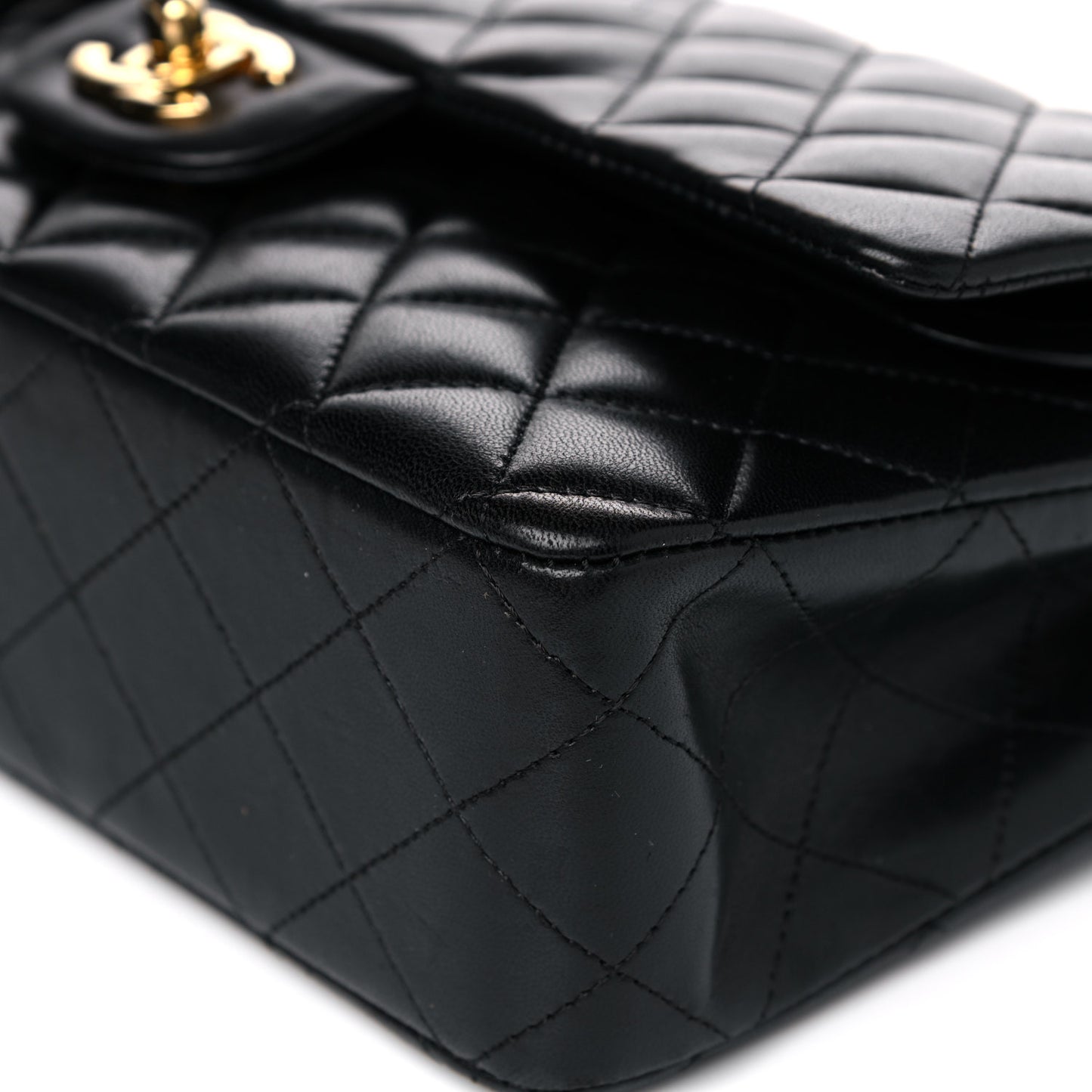 Lambskin Quilted Medium Double Flap Black