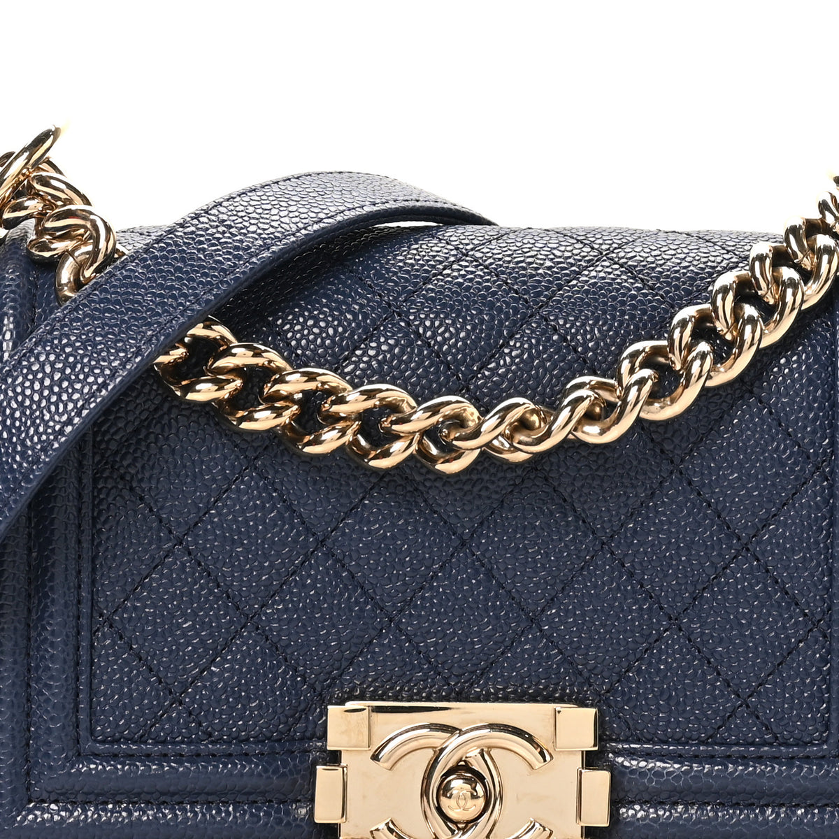 Chanel Caviar Quilted Small Boy Flap Navy 7 of 9