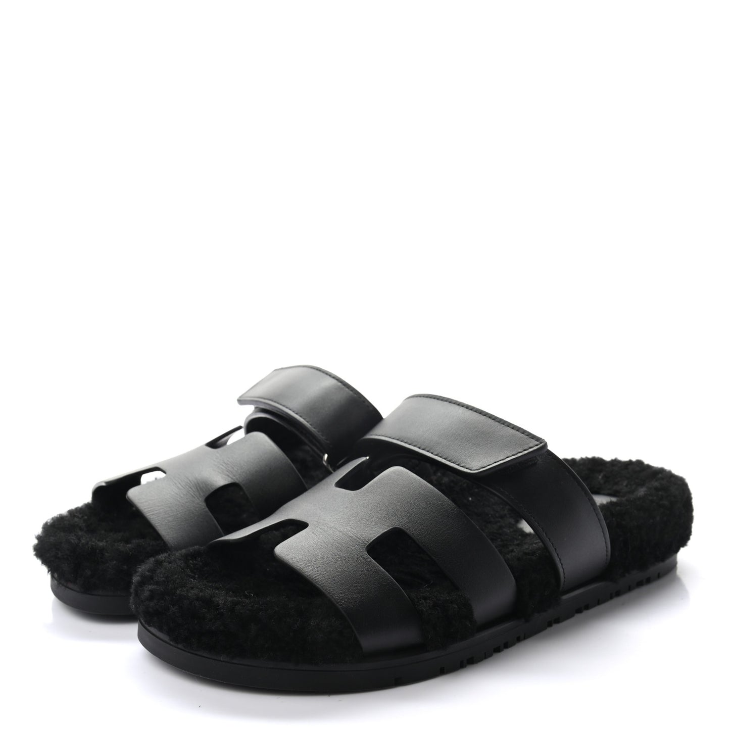 Calfskin Woolskin Womens Chypre Sandals 37 Black