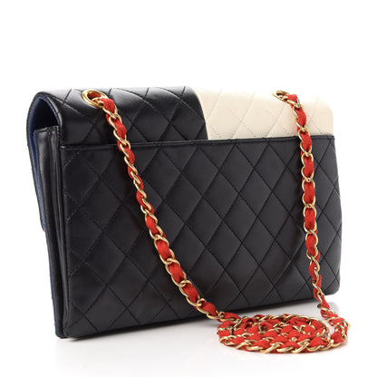 Chanel Lambskin Quilted Colorblock Pagoda Flap Black White Red Navy 3 of 10