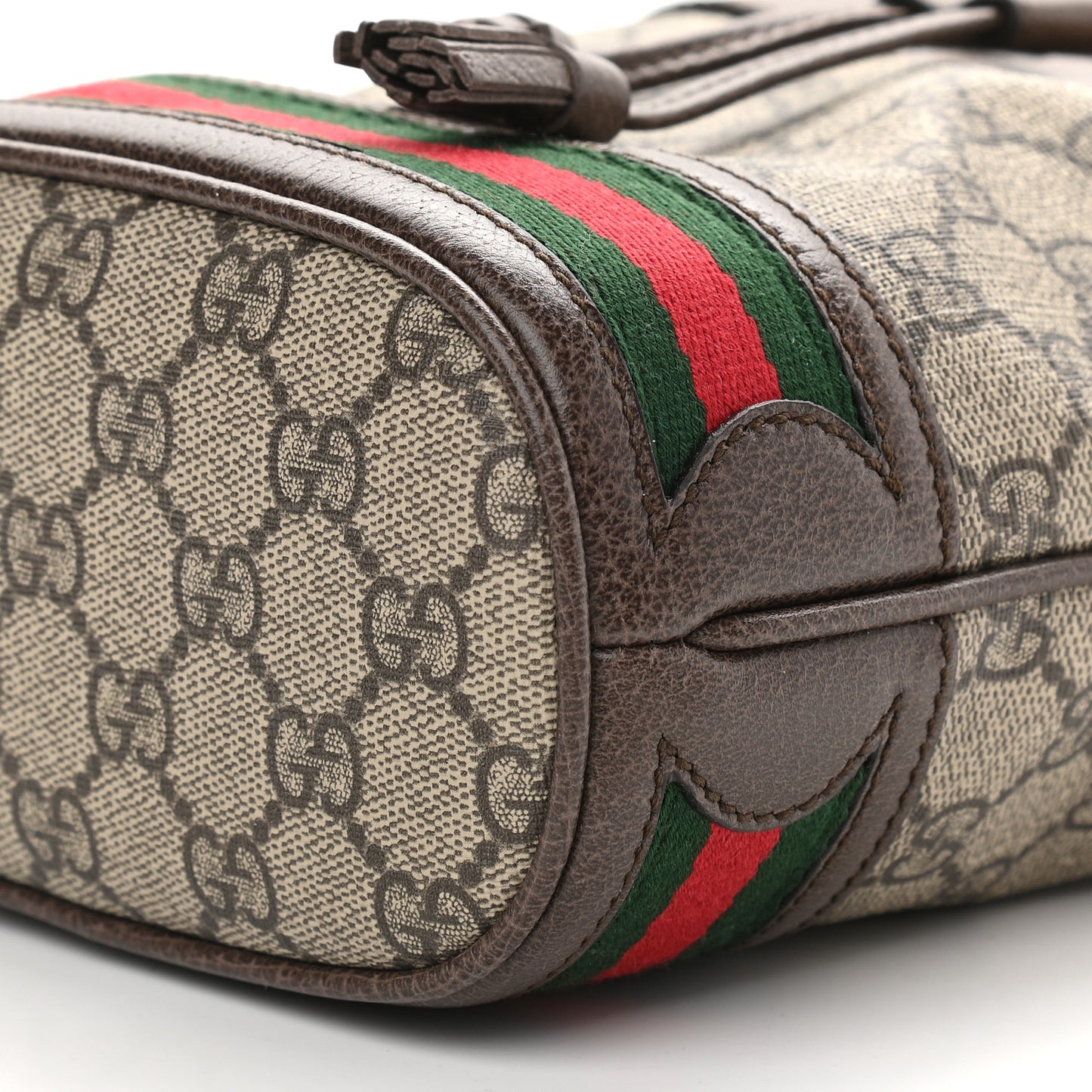 GG Supreme Monogram Web Mini Ophidia Bucket Bag Brown