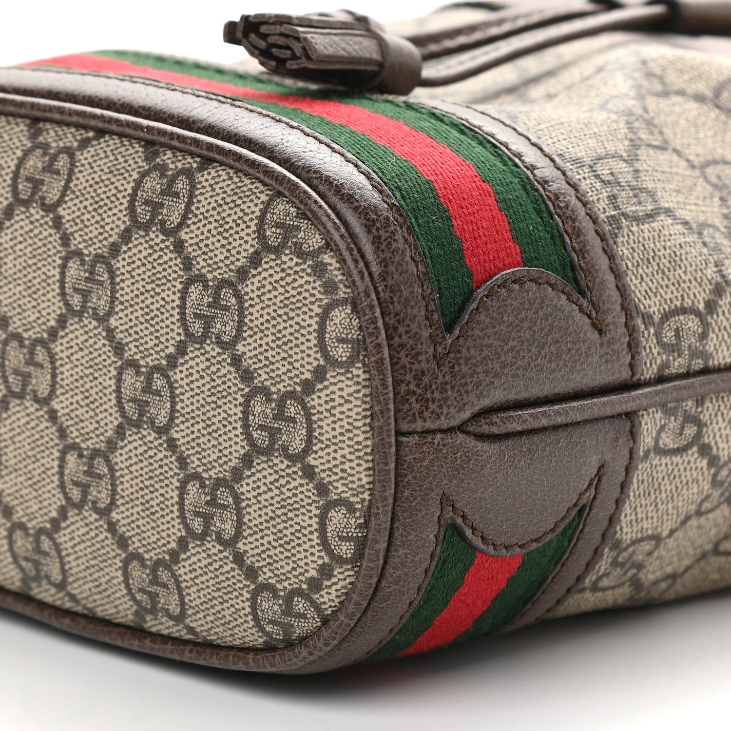 Gucci GG Supreme Monogram Web Mini Ophidia Bucket Bag Brown 9 of 9