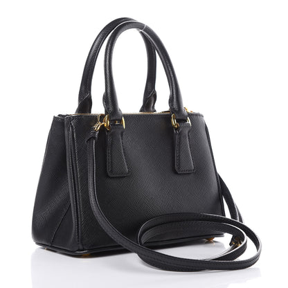 Prada Saffiano Lux Mini Galleria Double Zip Tote Black 3 of 8