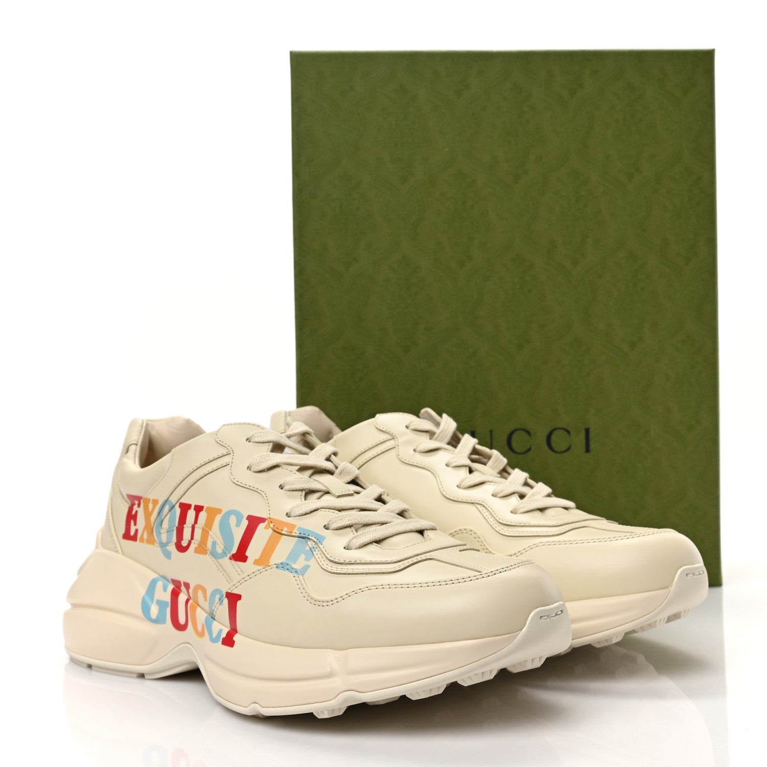 Gucci Apollo Calfskin Mens Exquisite Rhyton Sneakers 11 Ivory Multicolor 8 of 8