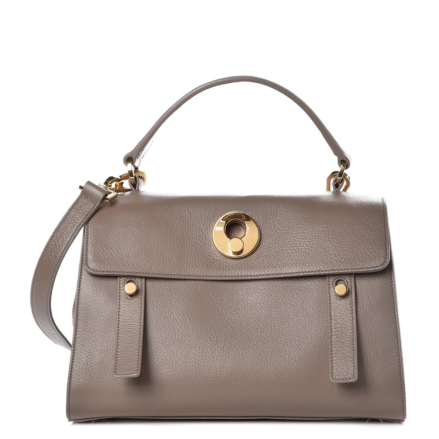 Calfskin Canvas Small Muse Two Gray
