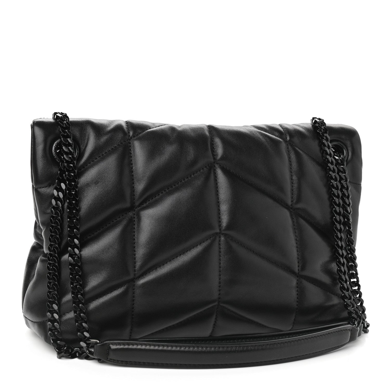 Saint Laurent Lambskin Quilted Small Loulou Puffer Monogram Chain Satchel Black 3 of 11