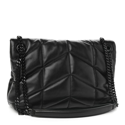 Saint Laurent Lambskin Quilted Small Loulou Puffer Monogram Chain Satchel Black 3 of 11