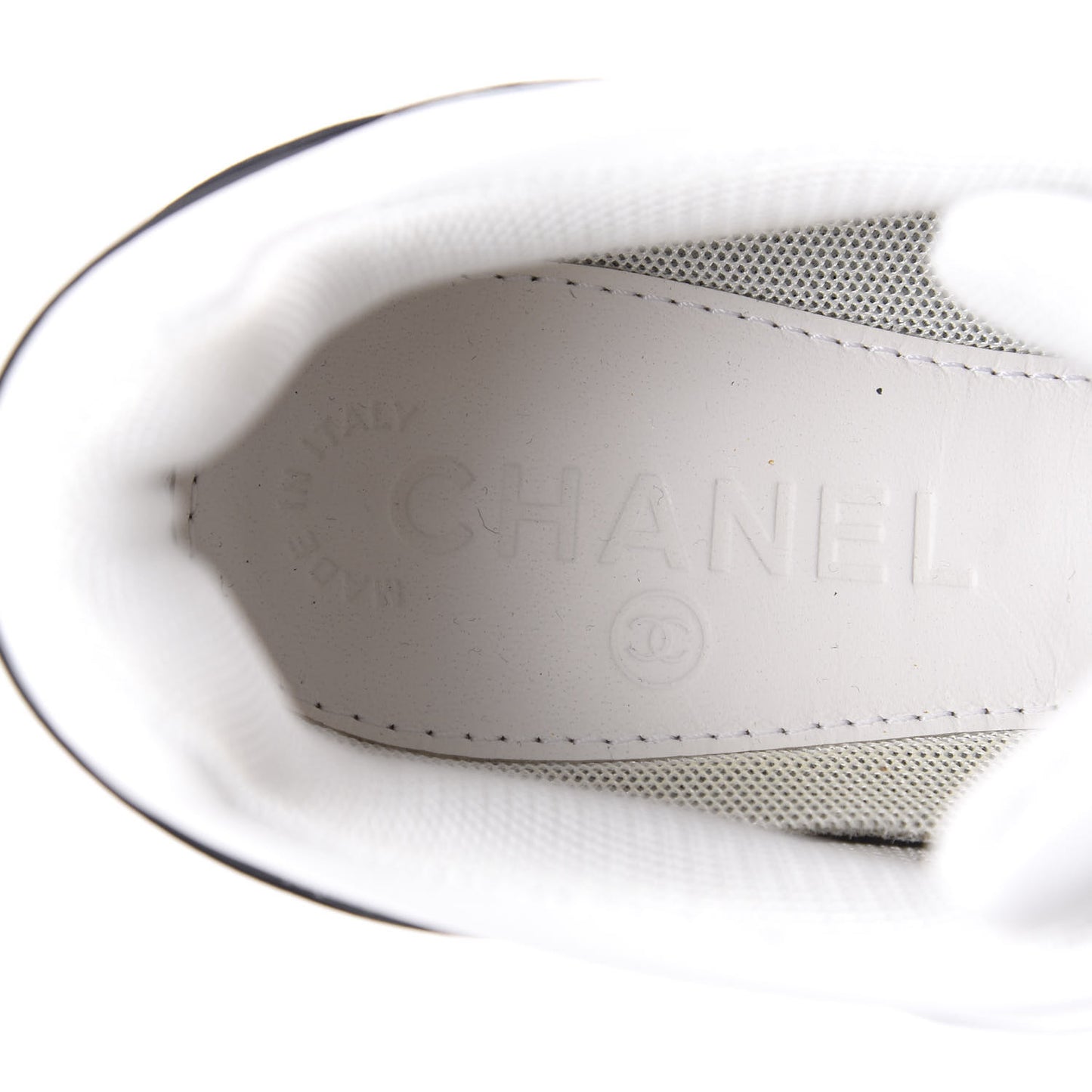 Calfskin Lambskin Womens CC Sneakers 40 White Black