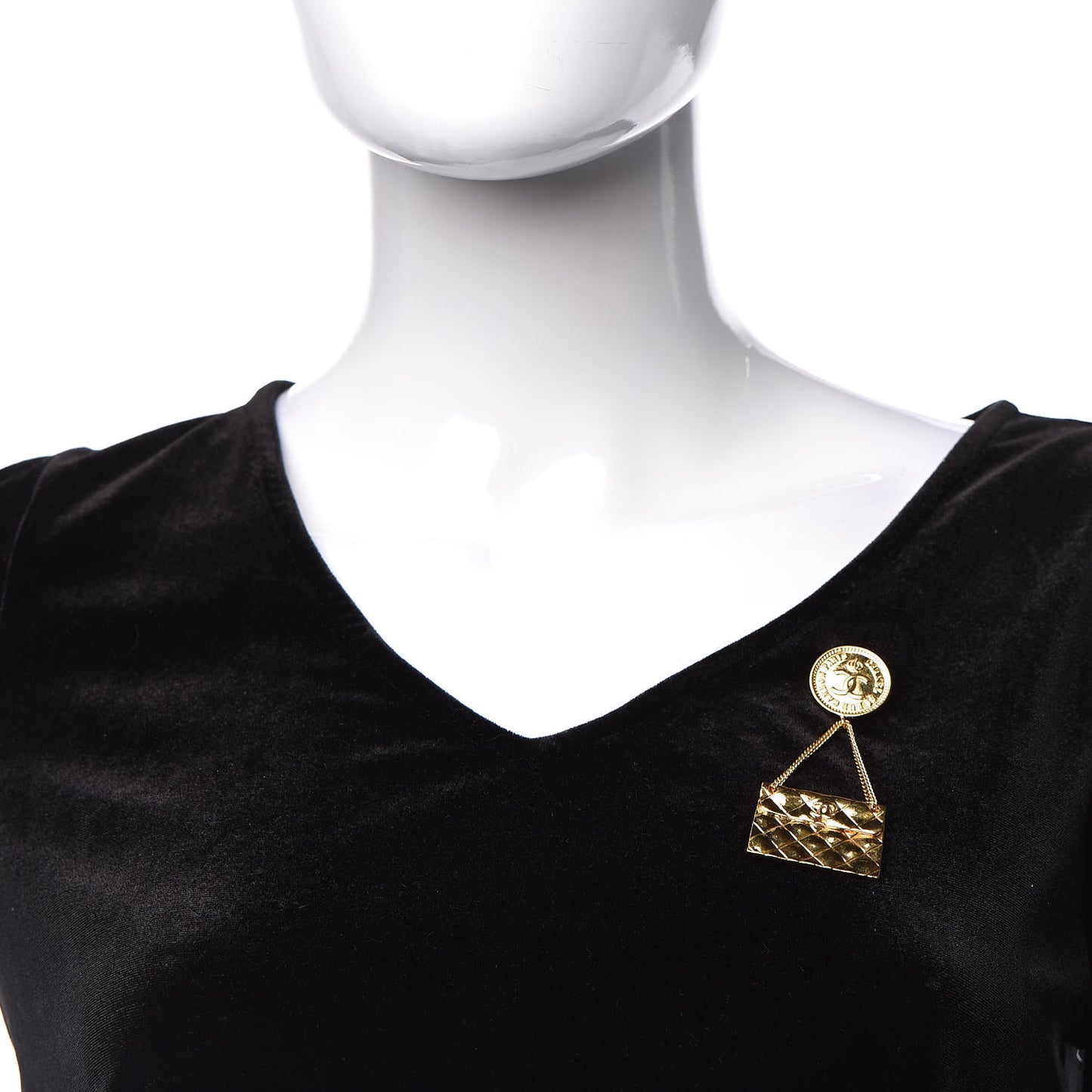 2.55 Flap Bag Brooch Gold