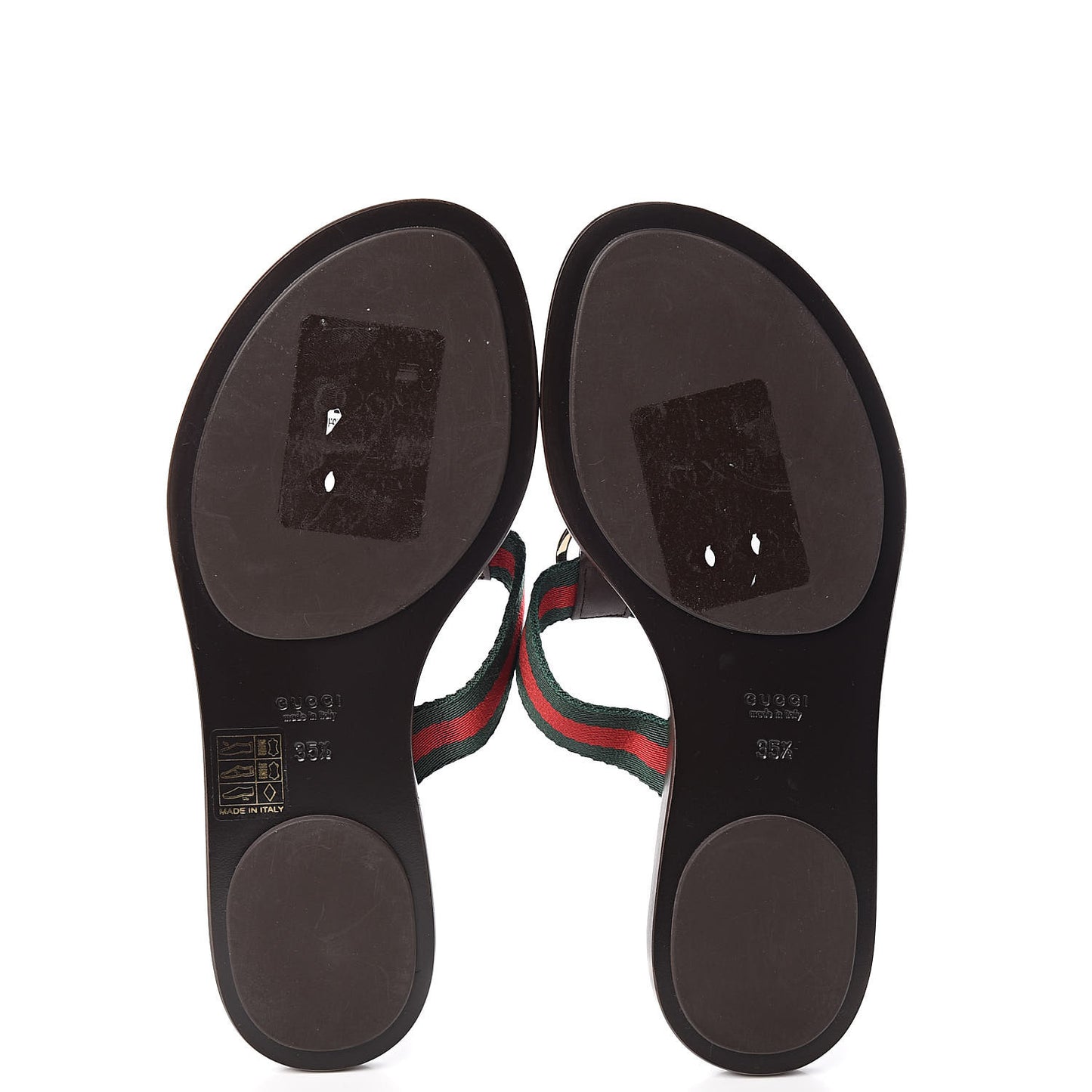 Nylon Guccissima Web Womens Thong Sandals 35.5 Green Red Cocoa