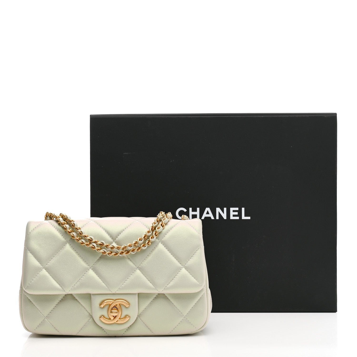 Chanel Pearly Lambskin Quilted Pearl Small Flap Light Grey 20 of 21