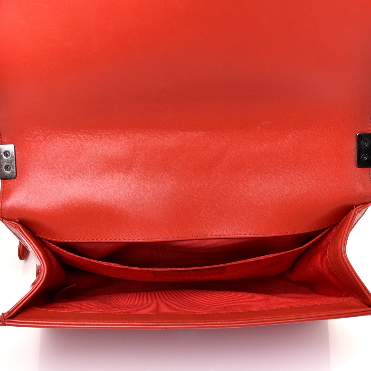 Glazed Calfskin Medium Boy Flap Red