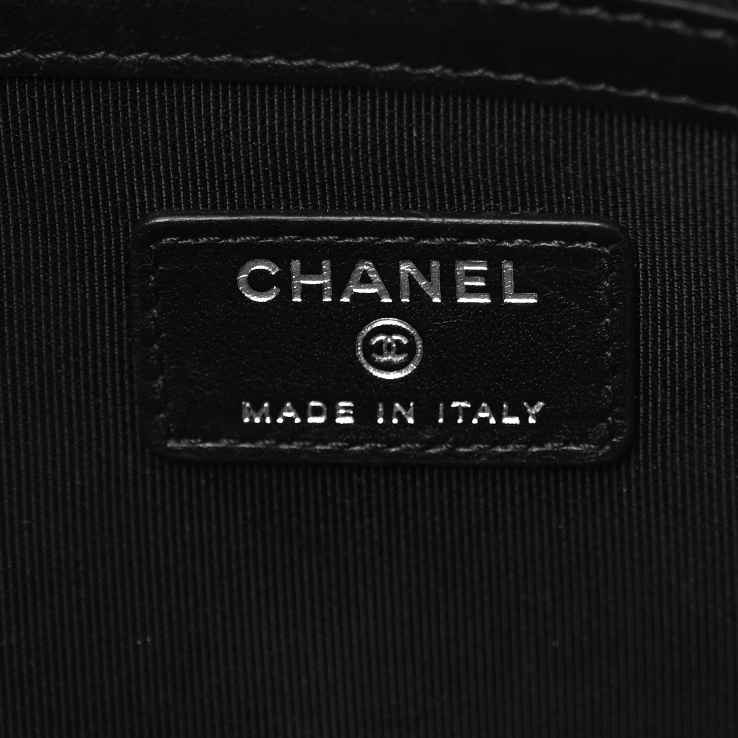 Chanel Coated Canvas Calfskin Camellia Printed Pouch Black Beige 6 of 8