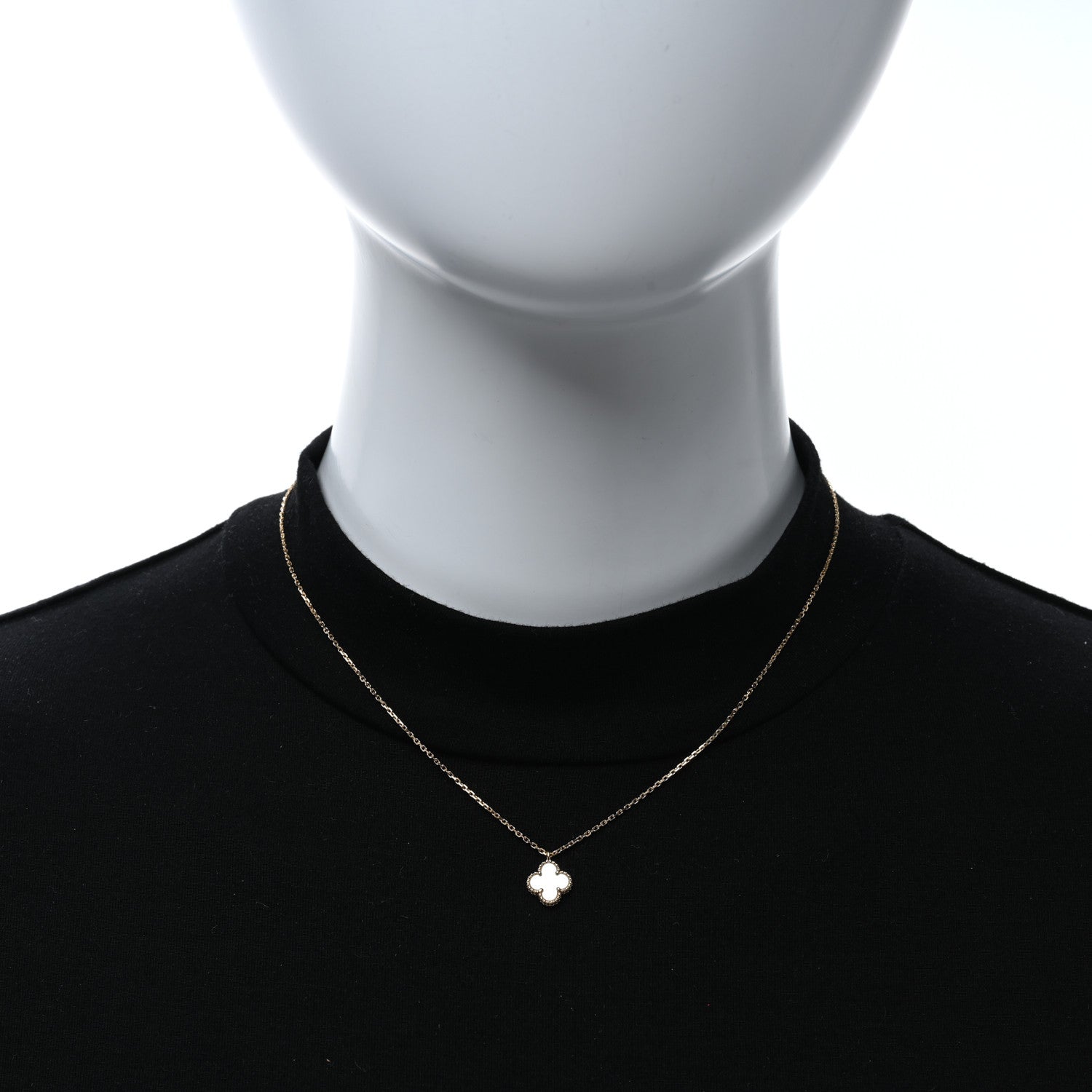 Van Cleef & Arpels 18K Yellow Gold Mother of Pearl Sweet Alhambra Pendant Necklace 2 of 4