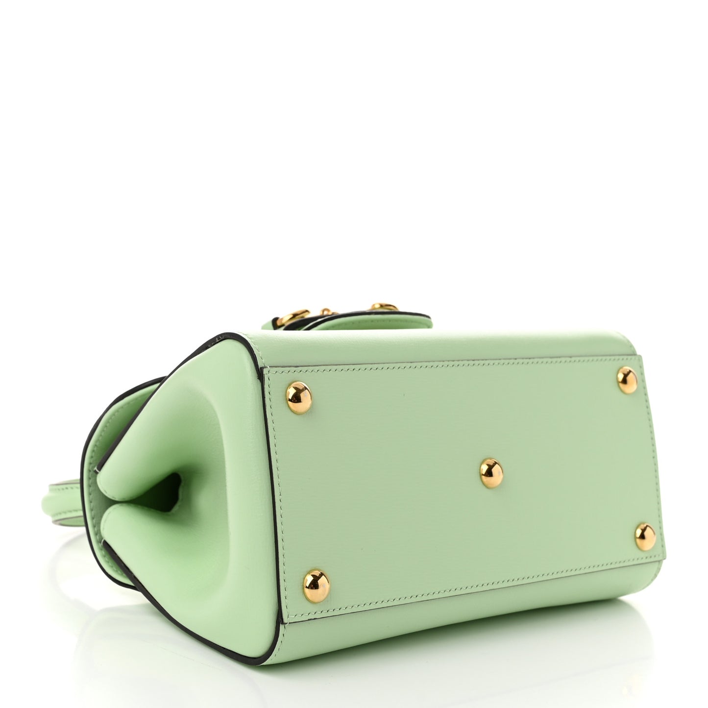 Glazed Textured Calfskin Mini Horsebit 1955 Top Handle Flap Bag Green