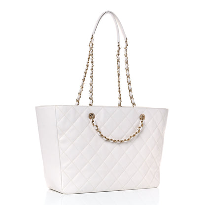 Chanel Lambskin Quilted Large Classic Shopping Tote White 3 of 16