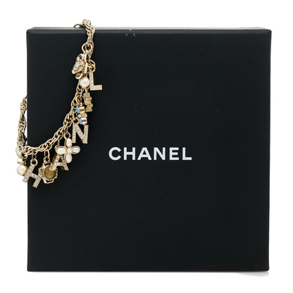 Chanel Metal Crystal Chain CC Charms Bracelet Gold 5 of 5