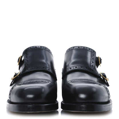 Gucci Calfskin Mens Double Monk Strap Loafers 8 Black 3 of 11