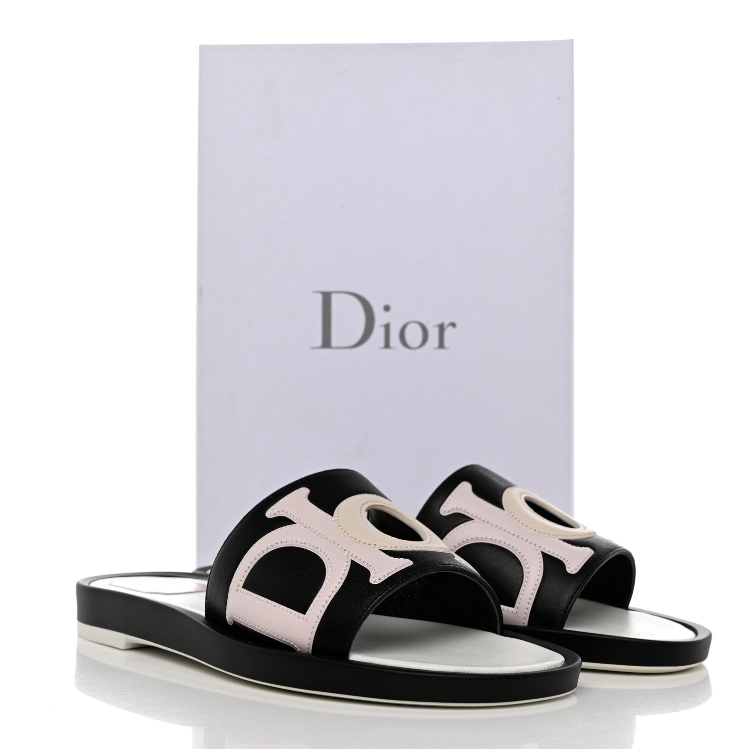 Christian Dior Calfskin Marina Slides 39.5 Black Rose 9 of 9